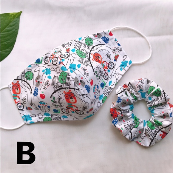 Set handmade facemask & scrunchie - Picture 2 of 10